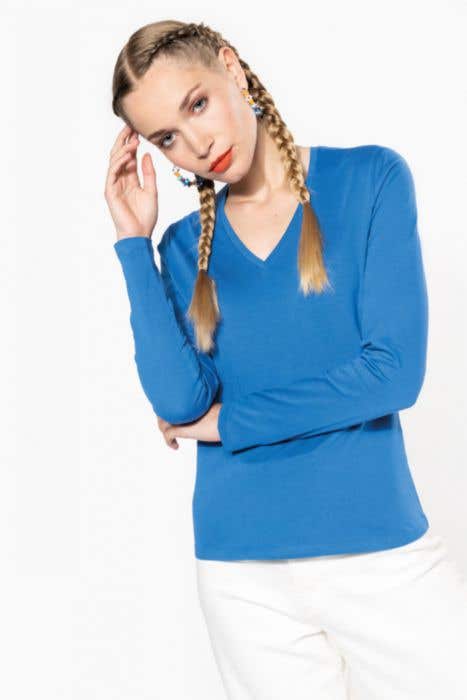 Kariban K382 Ladies' LS V-Neck T-Shirt