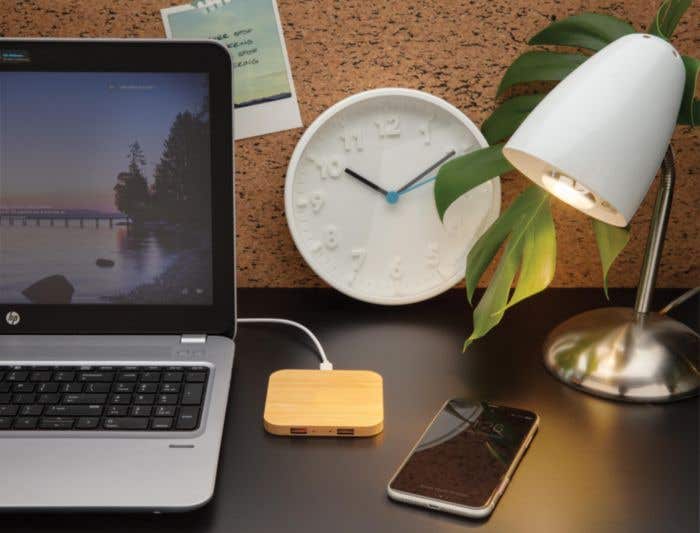 Chargeur sans fil et USB en bambou [5 W]