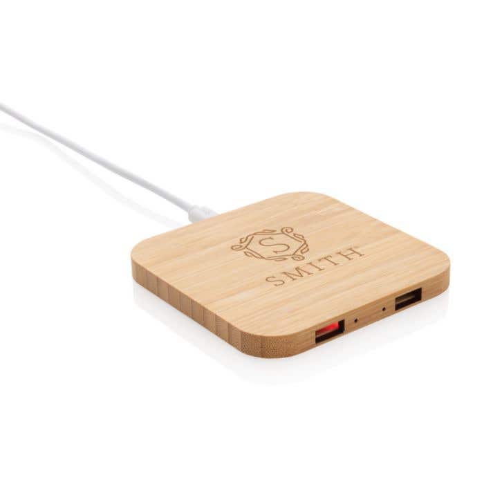 Chargeur sans fil et USB en bambou [5 W]