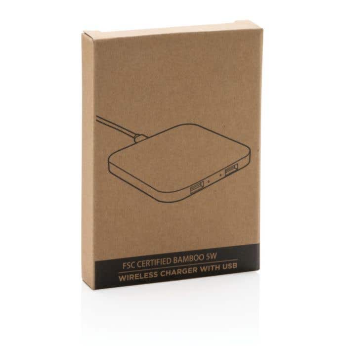 Chargeur sans fil et USB en bambou [5 W]